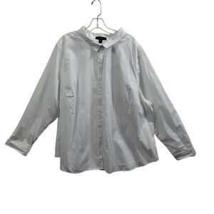 Ellos Women's White Button Front Relaxed Fit Long Sleeve Blouse Size 28 31325-88